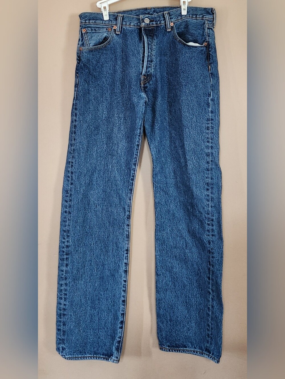 Levis 501 Jeans Mens 34x32 (Fits 34X30) Blue Button Fly Denim Pants Stretch